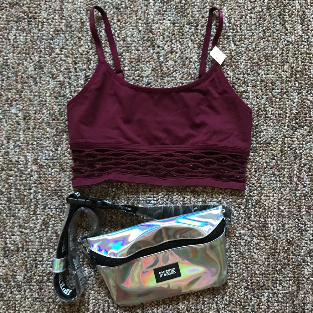 VS PINK Cool & Comfy Fishnet Bralette & Fanny Pack